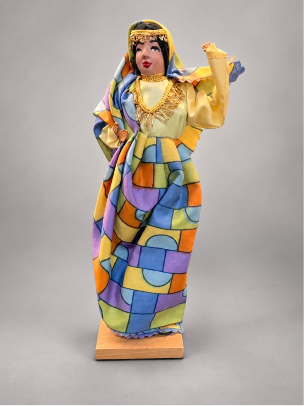 Vintage Middle Eastern Arab Woman Doll 8" Traditional Costume Gold Jewelry Folk